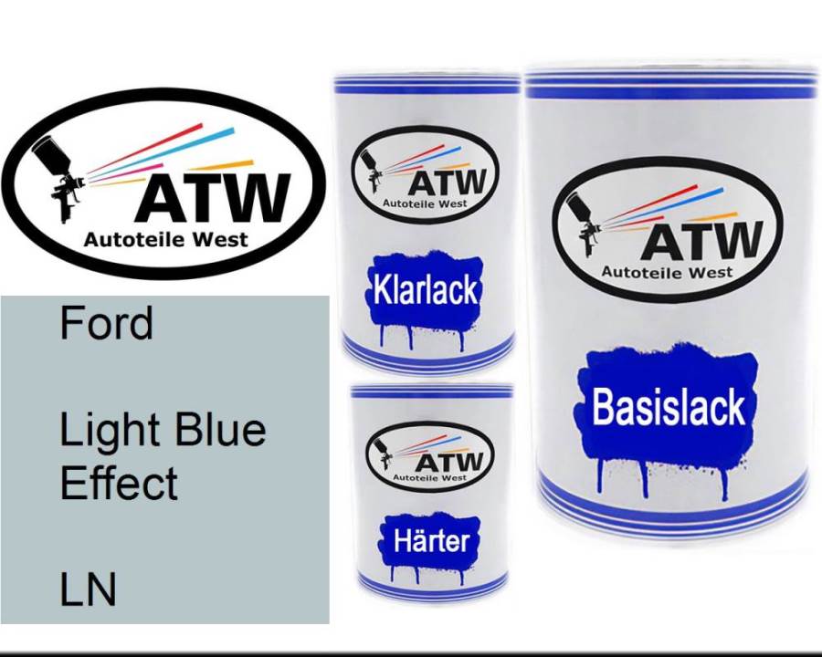 Ford, Light Blue Effect, LN: 500ml Lackdose + 500ml Klarlack + 250ml Härter - Set, von ATW Autoteile West.